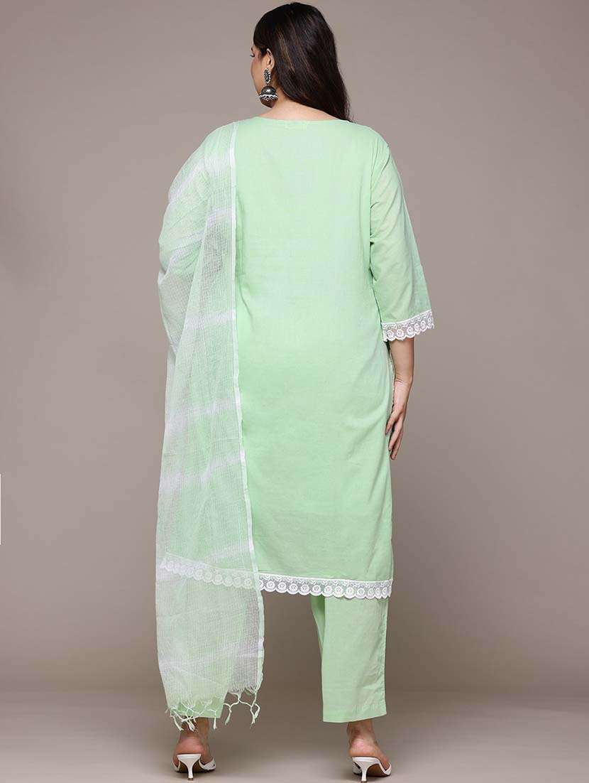 women three quarter sleeve kurta pant with dupatta set - 21648691 -  Standard Image - 2