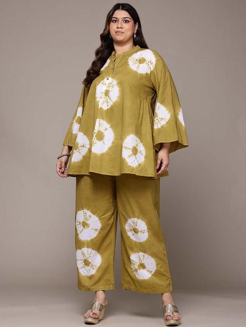 women tie & dye plus size mandarin neck co-ords set - 21648701 -  Standard Image - 0