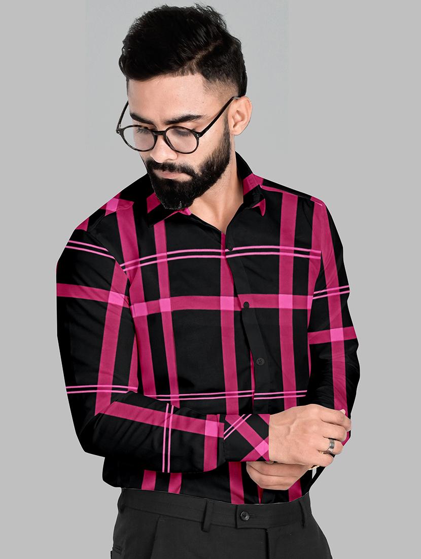 men checks long sleeve formal shirt - 21648805 - Standard Image - 2