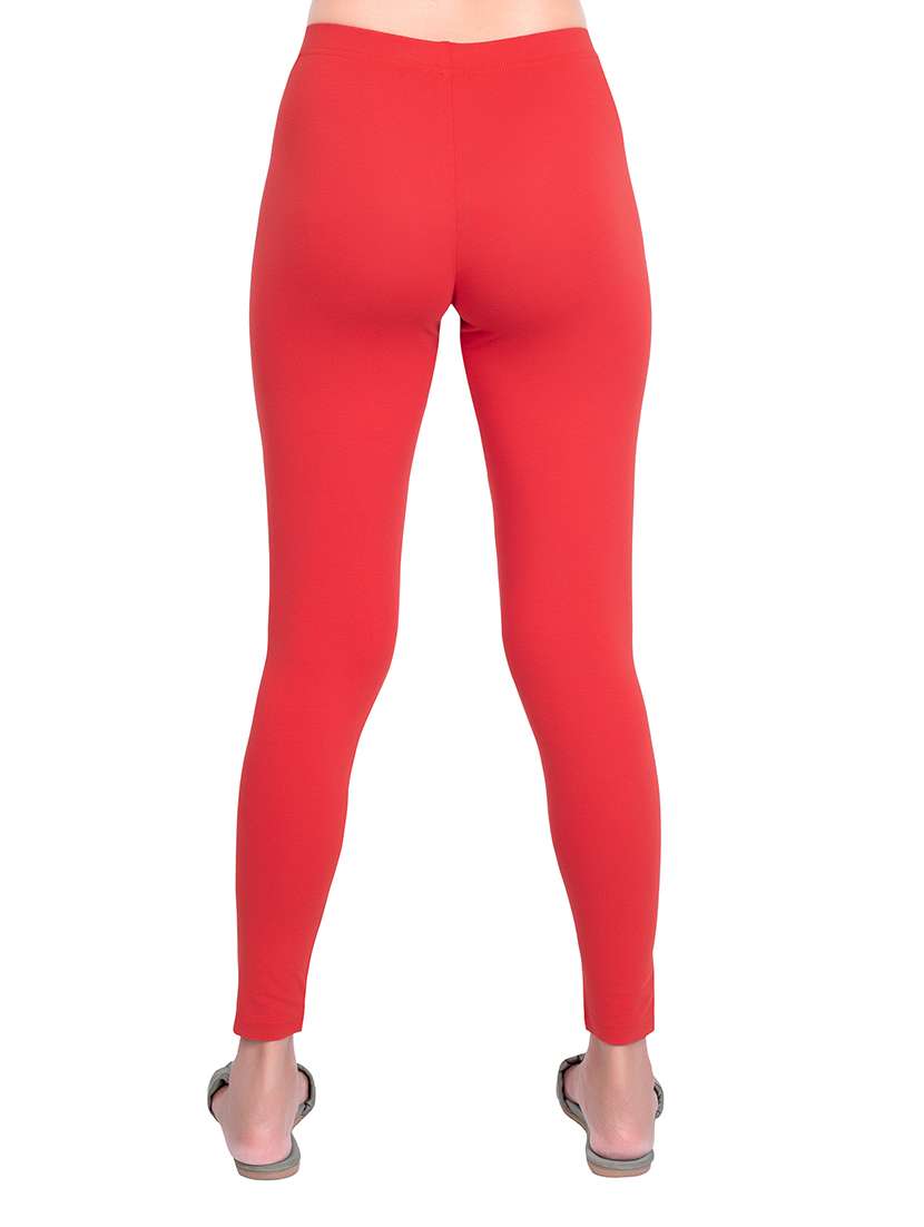 women plain mid rise ankle length leggings - 21648821 - Standard Image - 2