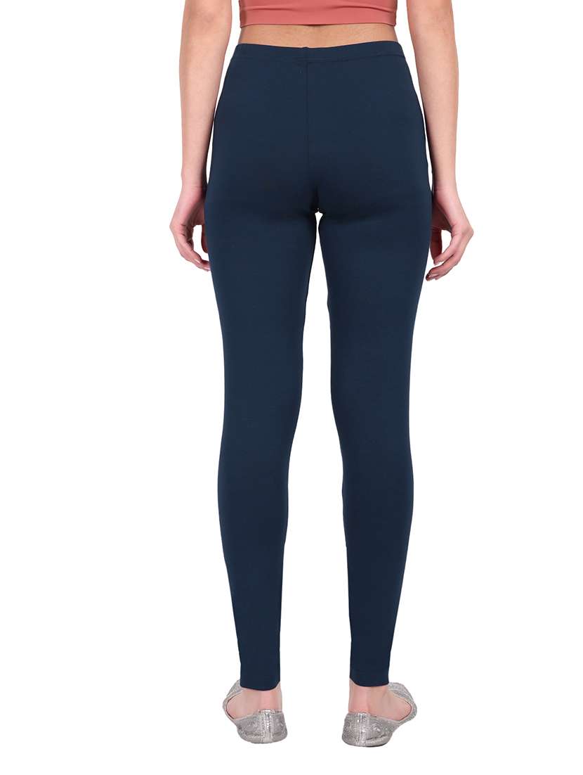 women plain mid rise ankle length leggings - 21648836 - Standard Image - 2