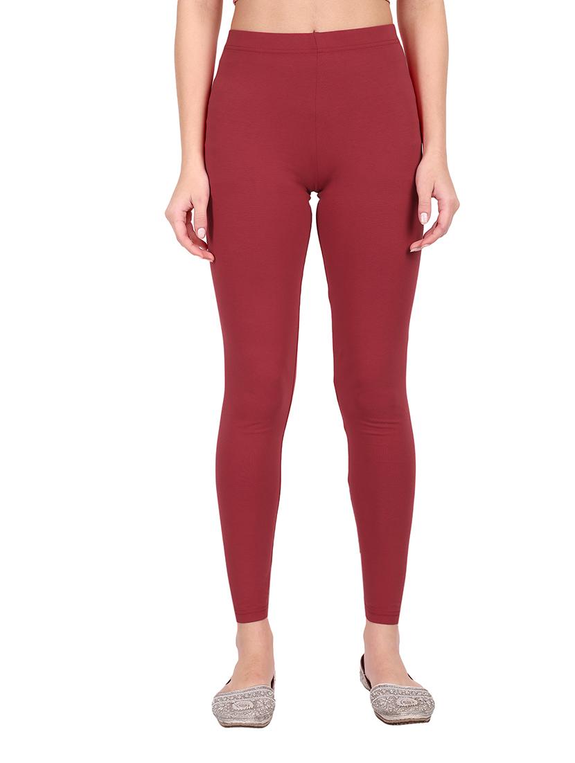 women plain mid rise ankle length leggings - 21648847 - Zoom Image - 0