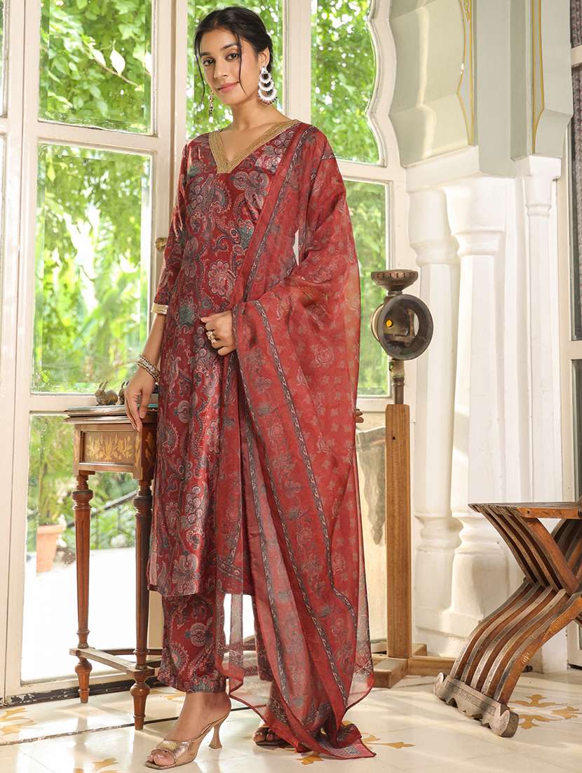 Women Floral Kurta Palazzo Set With Dupatta - 21648931 -  Standard Image - 2