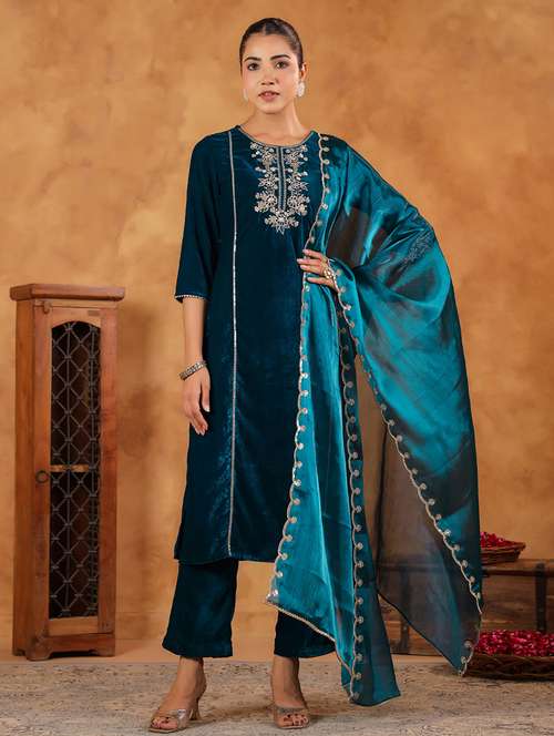 women embroidered kurta pant set with duaptta - 21648946 -  Standard Image - 0