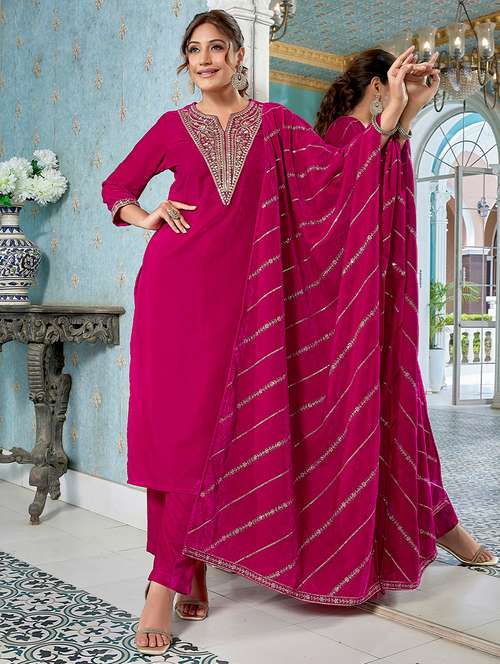 women embroidered kurta pant set with duaptta - 21648951 -  Standard Image - 0