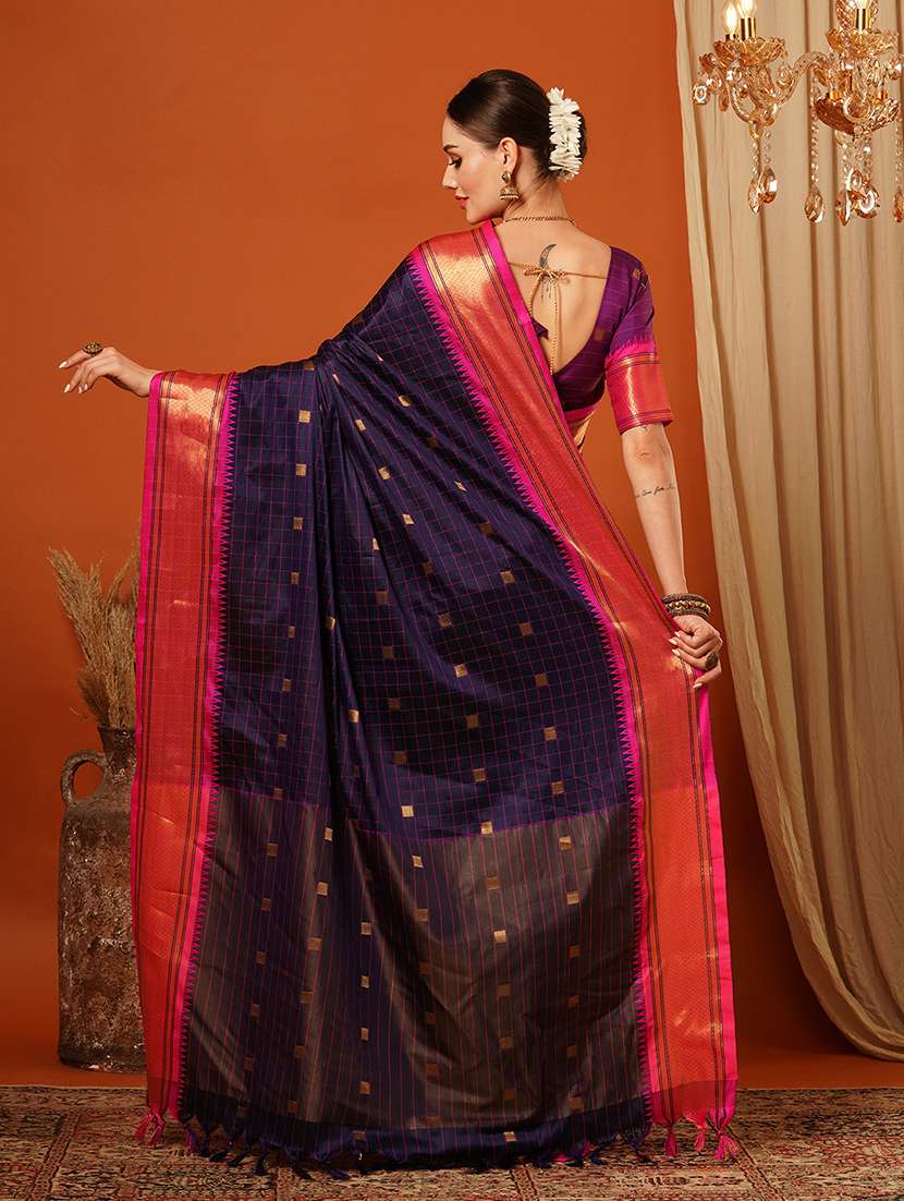 women checkered dharmavaram saree - 21649470 -  Standard Image - 2