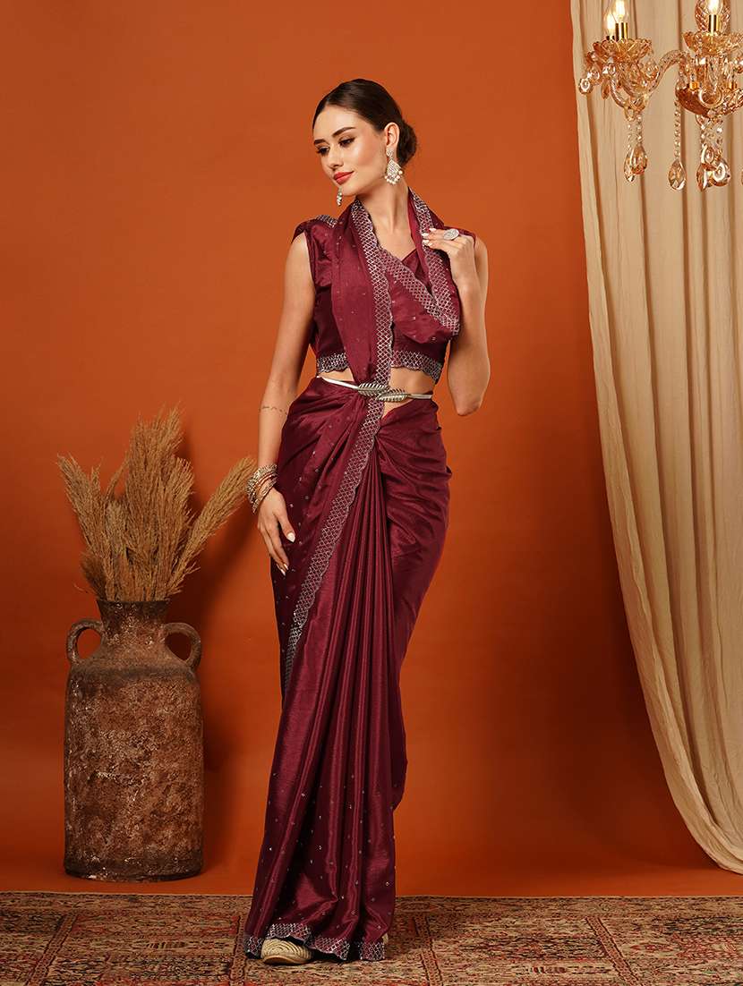 women emblellished bordered saree - 21649499 -  Standard Image - 2