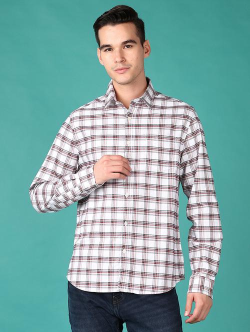 men white checks long seleeves casual shirt - 21649708 - Standard Image - 0