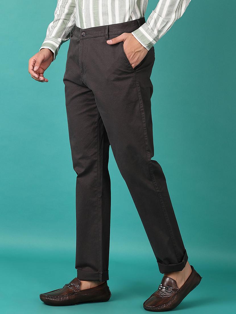 men grey solid chinos casual trouser - 21649744 - Standard Image - 2