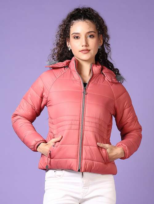 women solid long sleeves puffer jacket - 21649783 -  Standard Image - 0