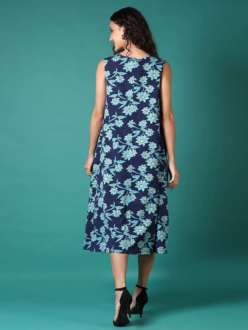women printed sleeveless a-line dress - 21649788 -  Standard Image - 2