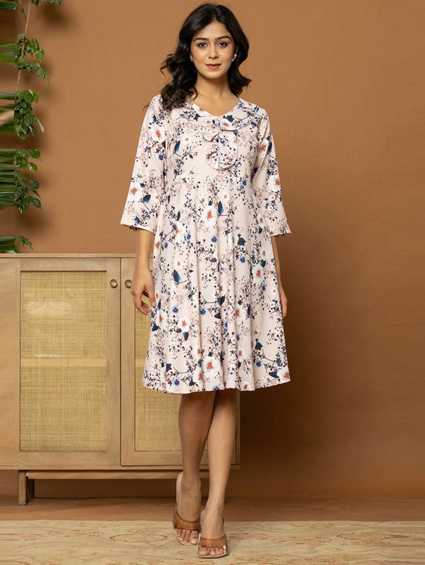 women floral printed fit & flare ethnic dress