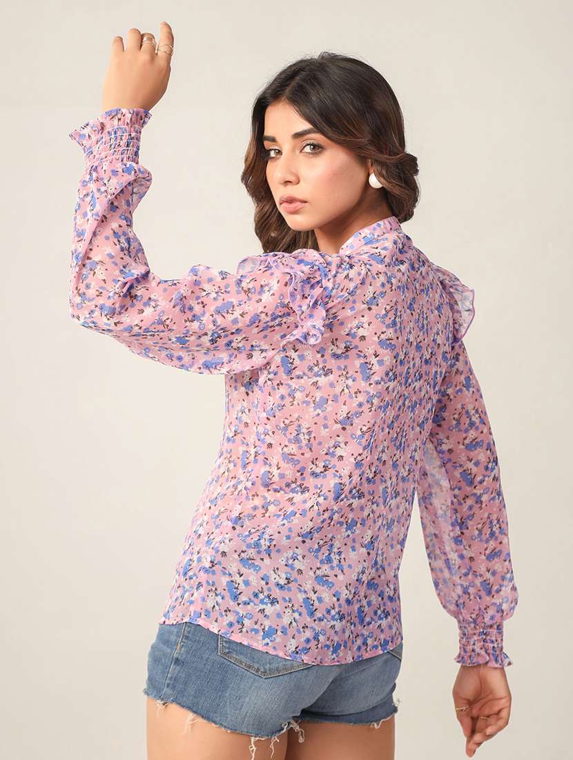 women floral print long sleeves shirt - 21650222 -  Standard Image - 2