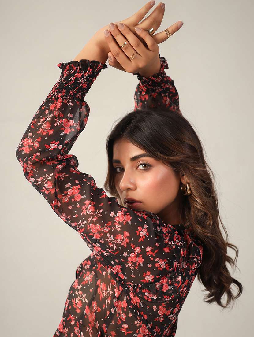 women floral print long sleeves  shirt - 21650223 -  Standard Image - 2