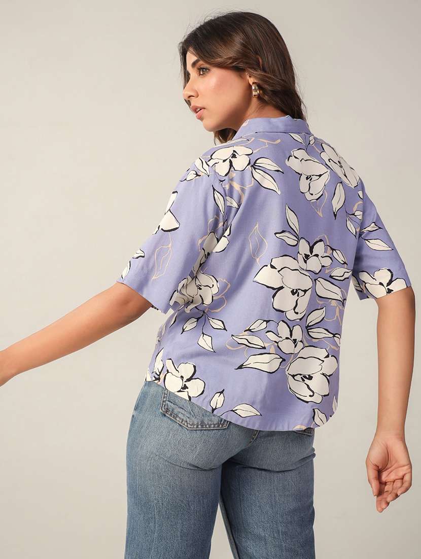 women floral print collared boxy shirt - 21650227 -  Standard Image - 2
