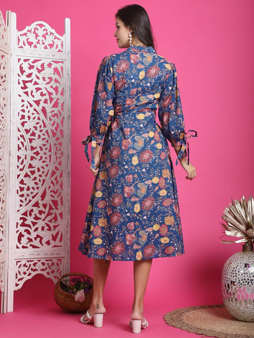 women printed cotton a-line dress - 21650284 - Standard Image - 2
