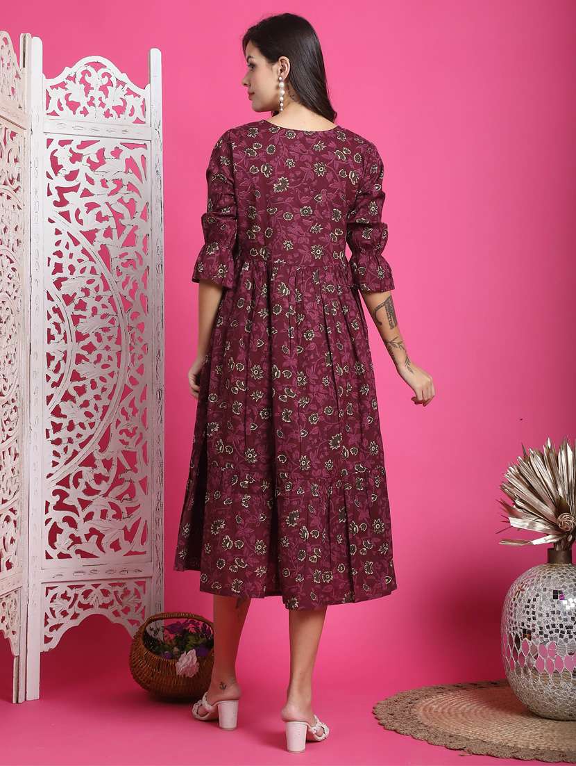 women printed cotton a-line dress - 21650286 -  Standard Image - 2