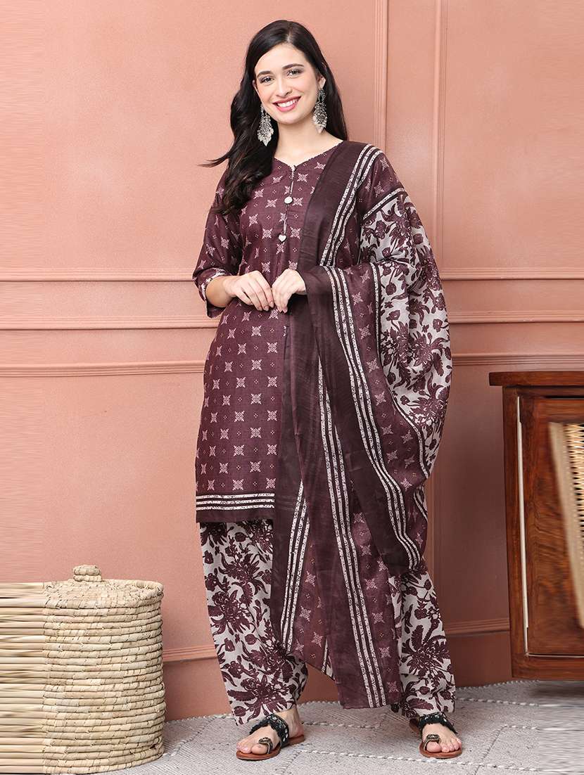 women printed kurta salwar set with dupatta