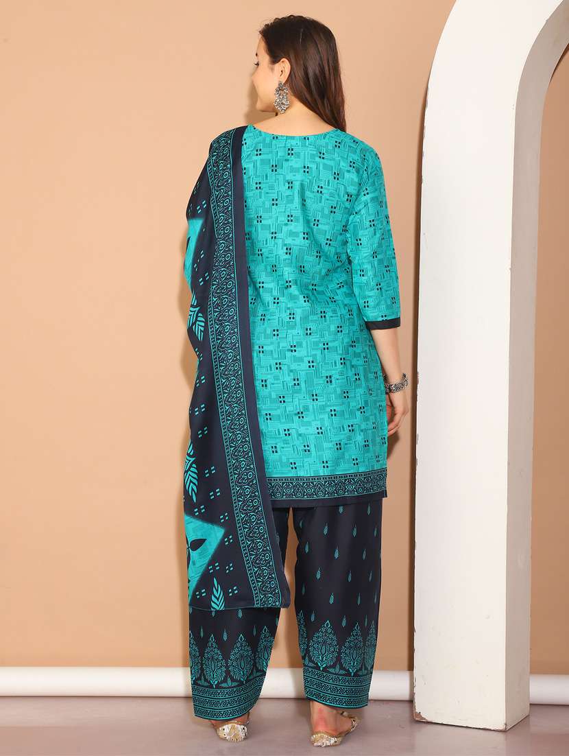 women geometric printed kurta salwar set with dupatta - 21650314 -  Standard Image - 2
