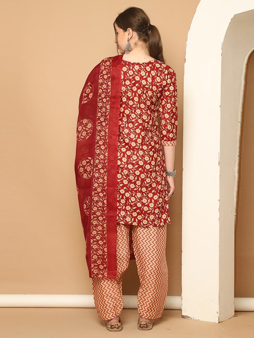 women three quarter sleeve kurta salwar with dupatta set - 21650324 - Standard Image - 2