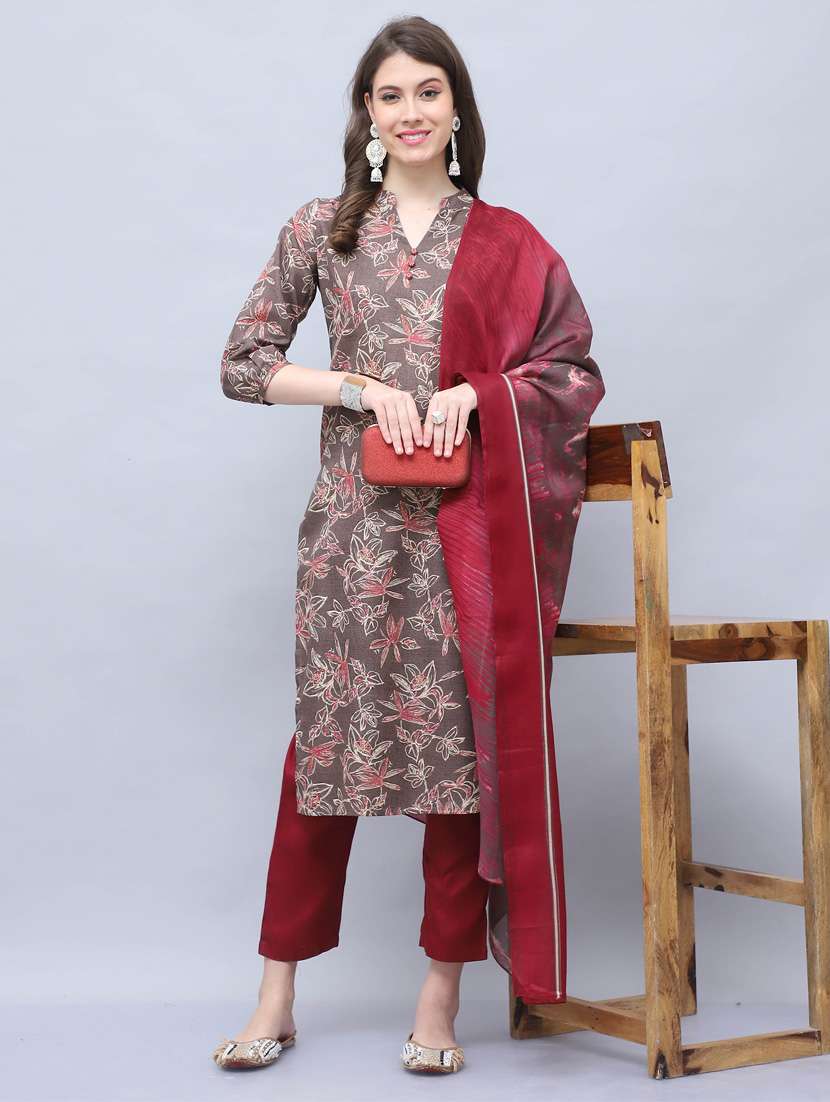 women floral kurta pant set with dupatta - 21650335 -  Standard Image - 2