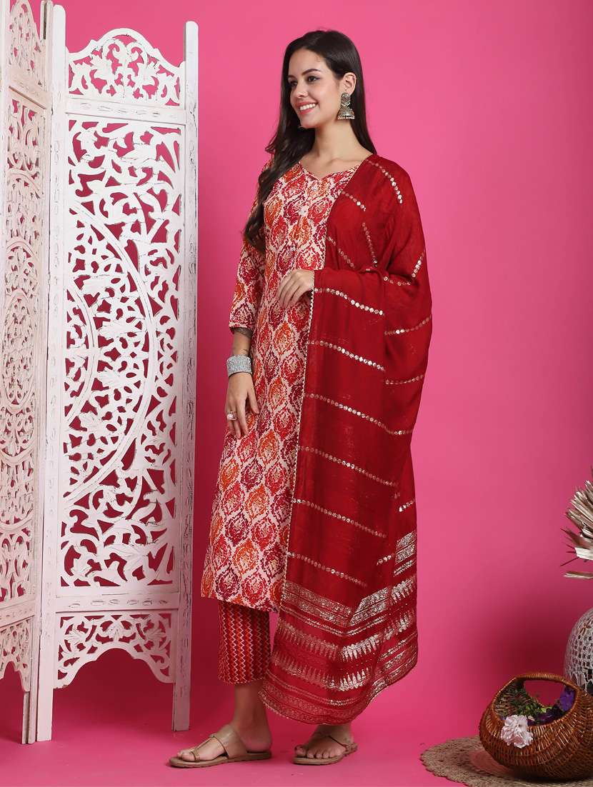 women printed kurta pant set with dupatta - 21650341 -  Standard Image - 2