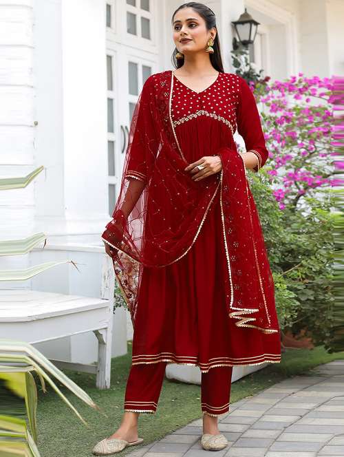 women embroidered kurta pant set with dupatta - 21650353 -  Standard Image - 0