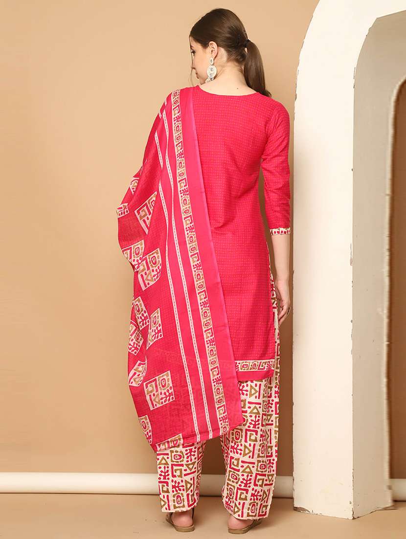 women pink printed kurta salwar set with dupatta - 21650365 -  Standard Image - 2