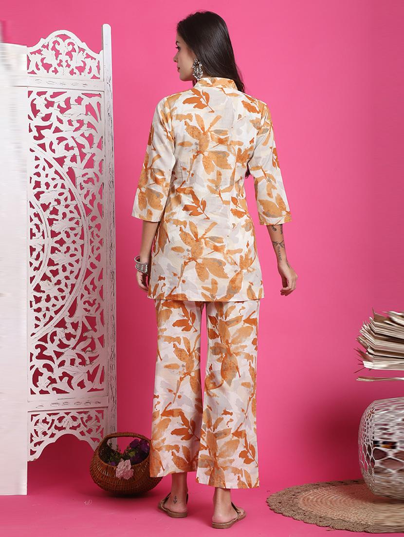 women printed cotton top and trouser co-ord set - 21650369 - Standard Image - 2