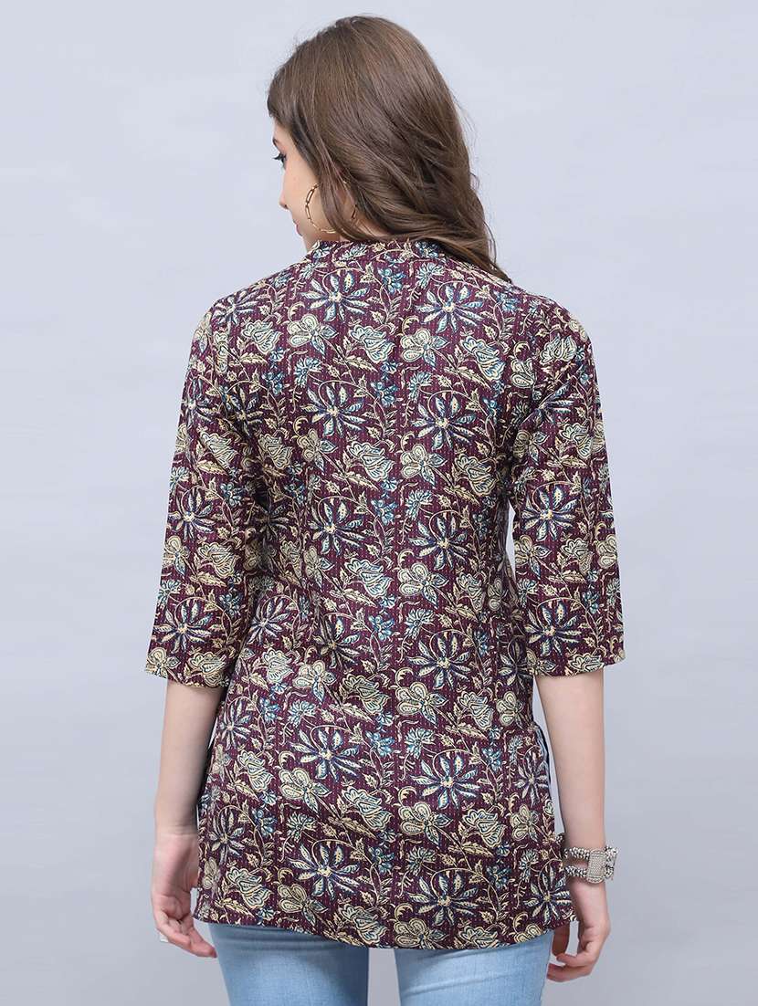 women printed three quarter sleeve tunic - 21650374 -  Standard Image - 2