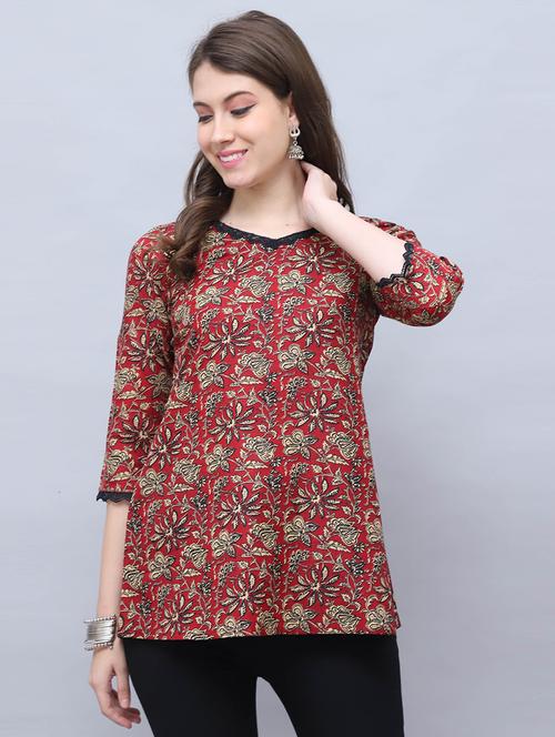 women printed three quarter sleeve tunic - 21650376 - Standard Image - 0