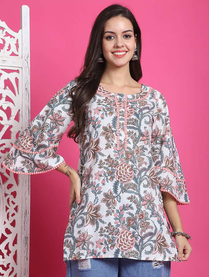 women printed bell sleeve tunic - 21650400 - Zoom Image - 0