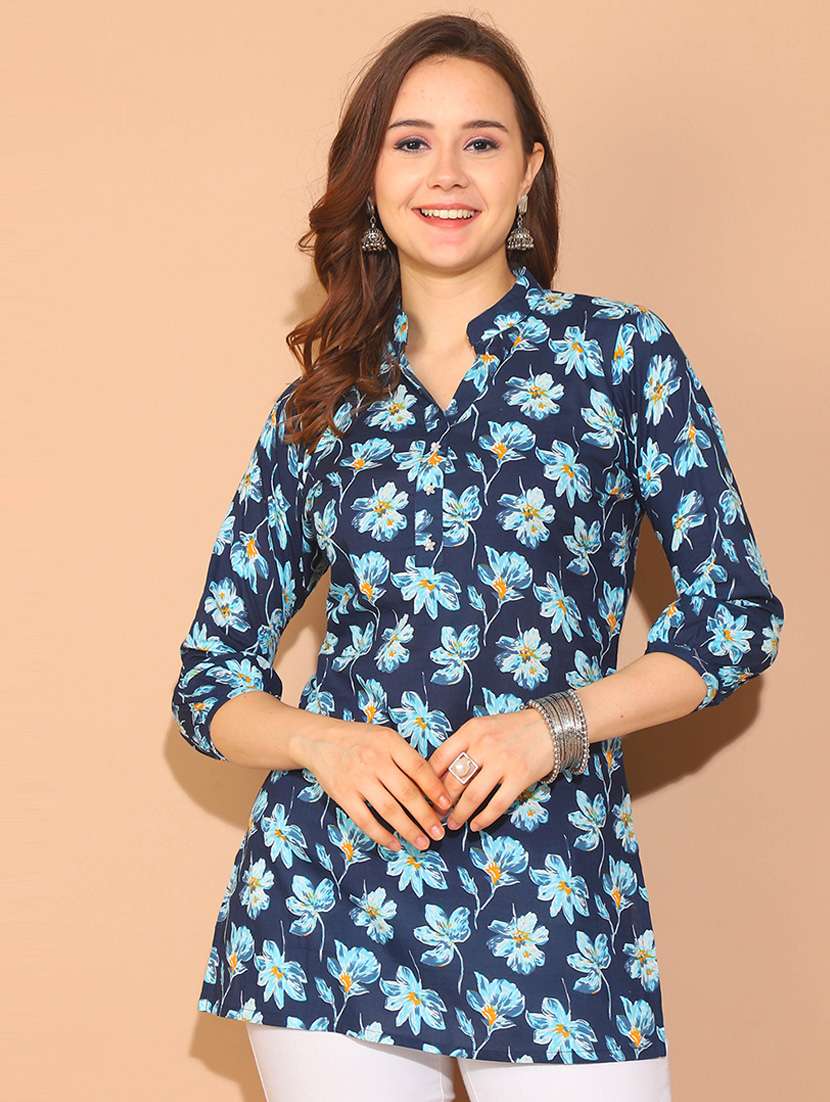 women printed three quarter sleeve tunic