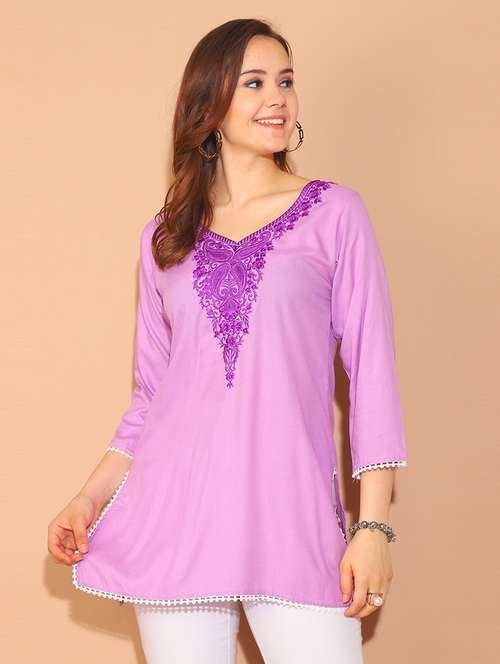 women embroidered straight tunic - 21650502 - Standard Image - 0