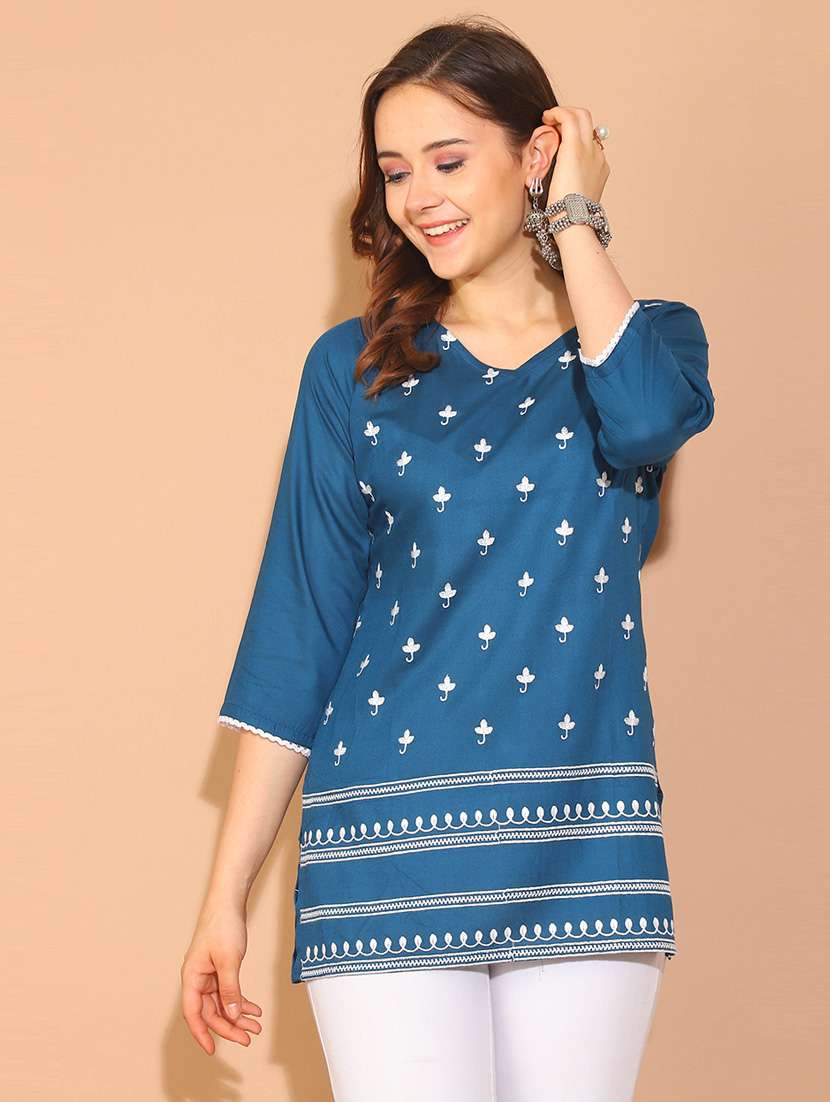 blue rayon regular tunic
