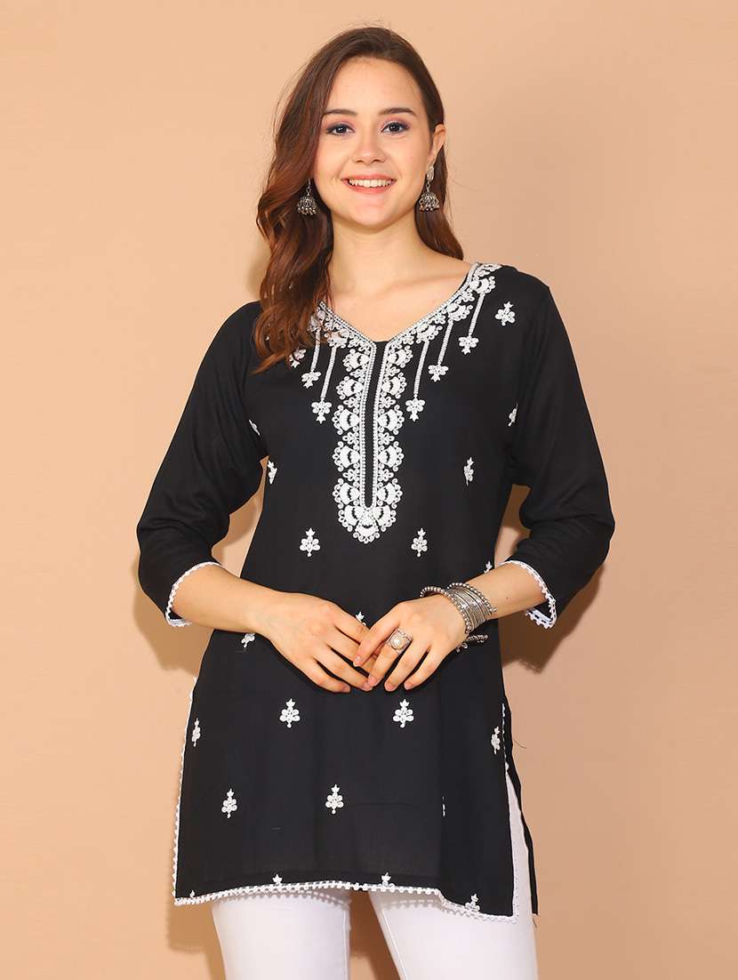 black rayon regular tunic