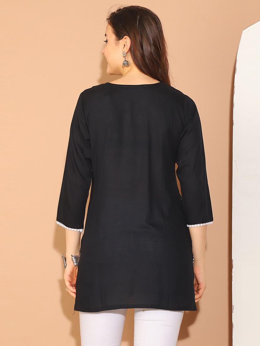 black rayon regular tunic - 21650505 - Standard Image - 2