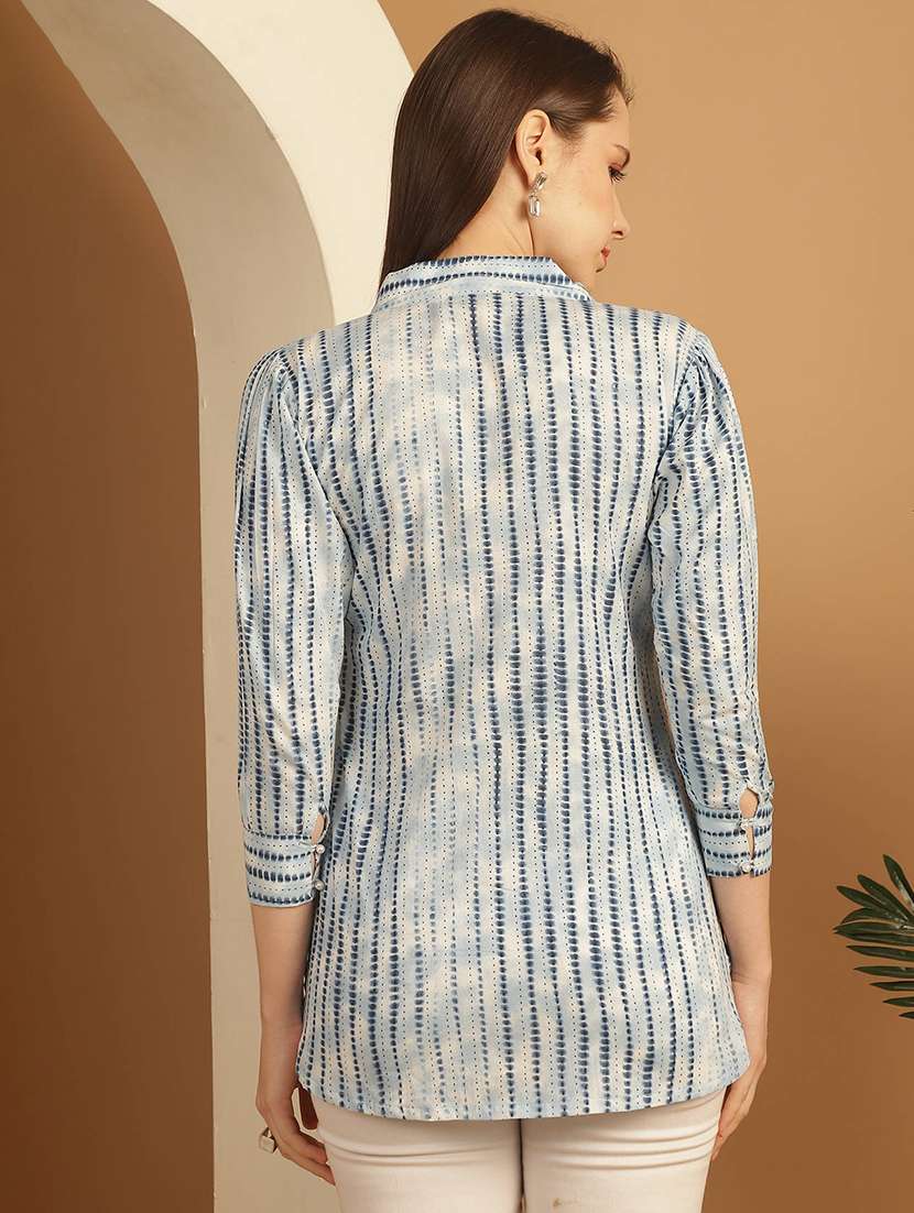 women printed three quarter sleeve tunic - 21650520 -  Standard Image - 2