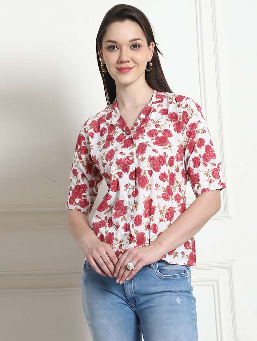 women floral printed short sleeve top