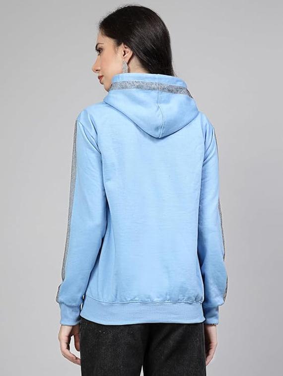 women long sleeve hooded sweatshirt crystal work - 21650569 - Standard Image - 2