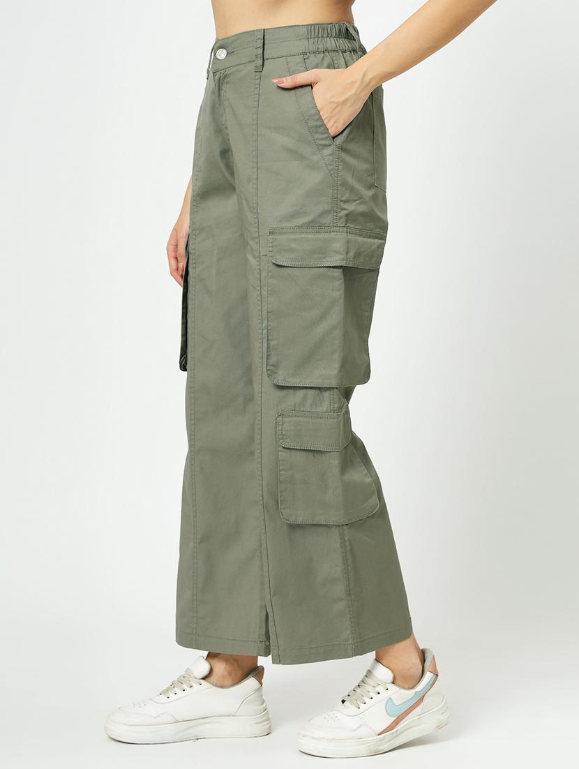 women olive solid cargo - 21650725 - Standard Image - 2