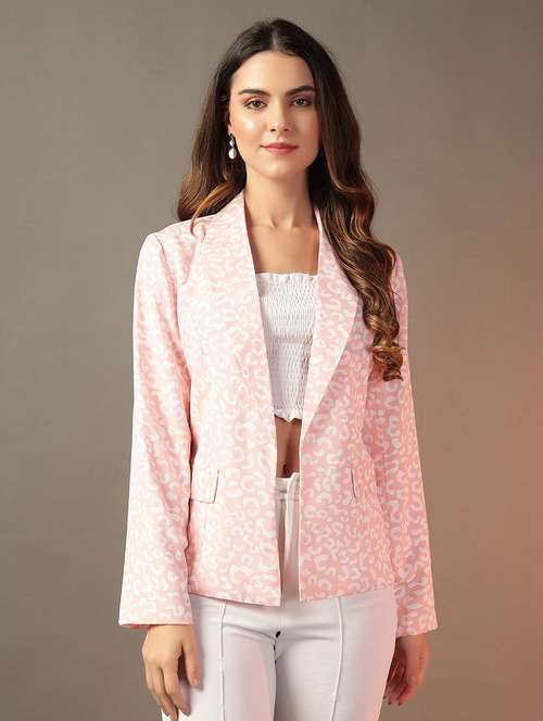 women pink printed long sleeve blazer - 21650902 -  Standard Image - 0