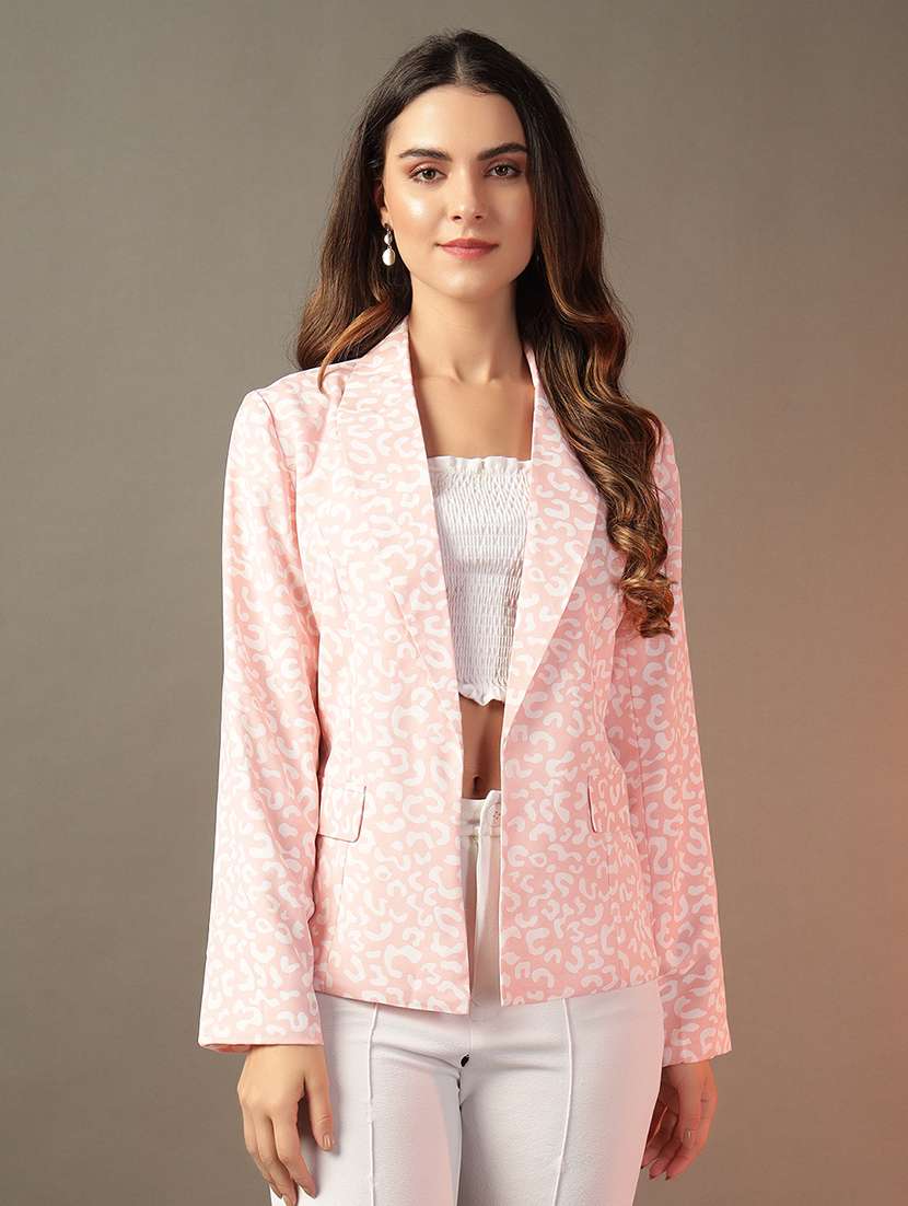 women pink printed long sleeve blazer - 21650902 -  Zoom Image - 0