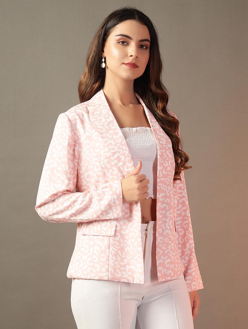 women pink printed long sleeve blazer - 21650902 - Standard Image - 2