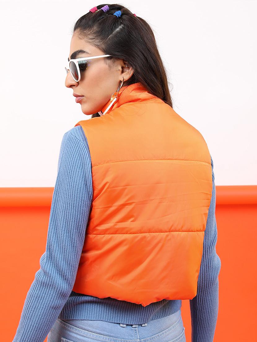 women solid sleeveless quilted jacket - 21650967 - Standard Image - 2