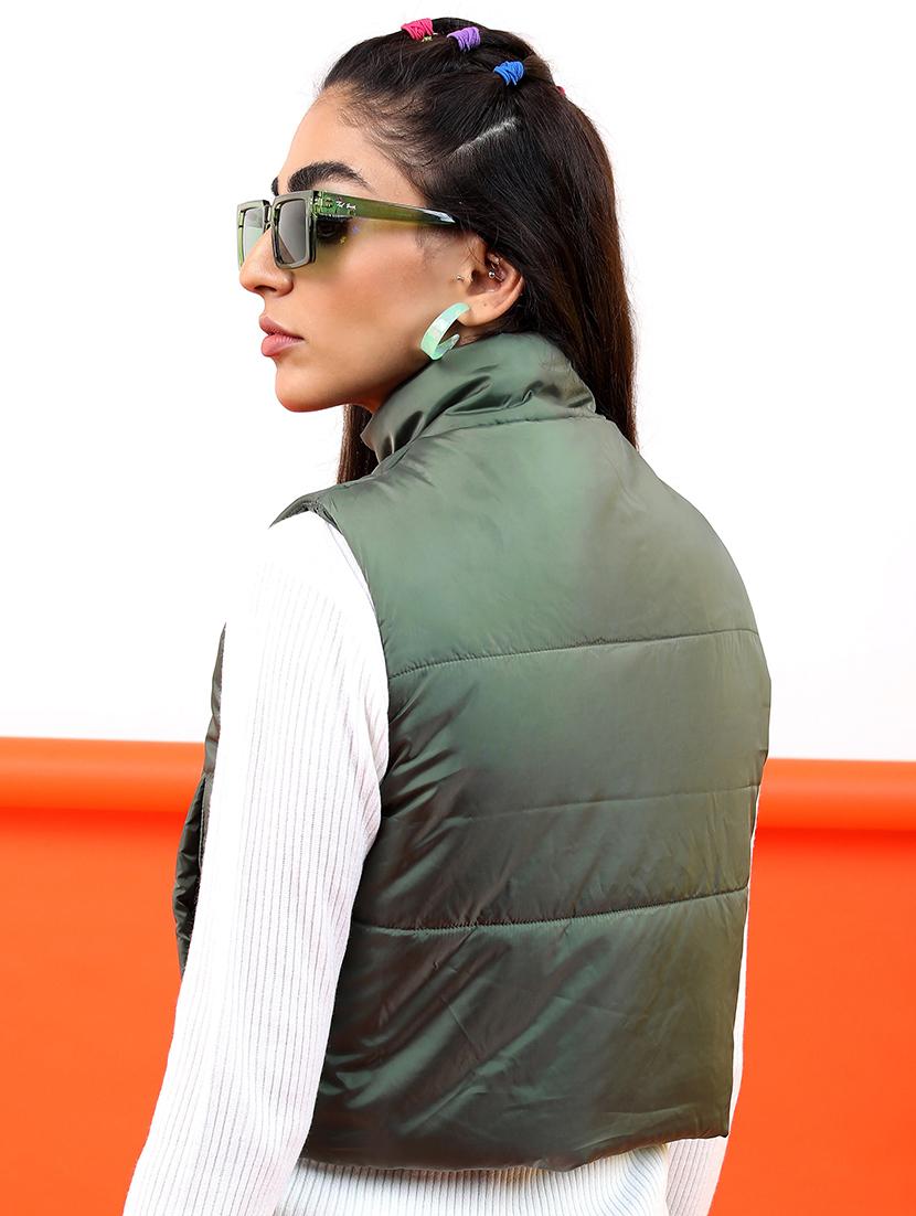 women solid sleeveless quilted jacket - 21650968 - Standard Image - 2