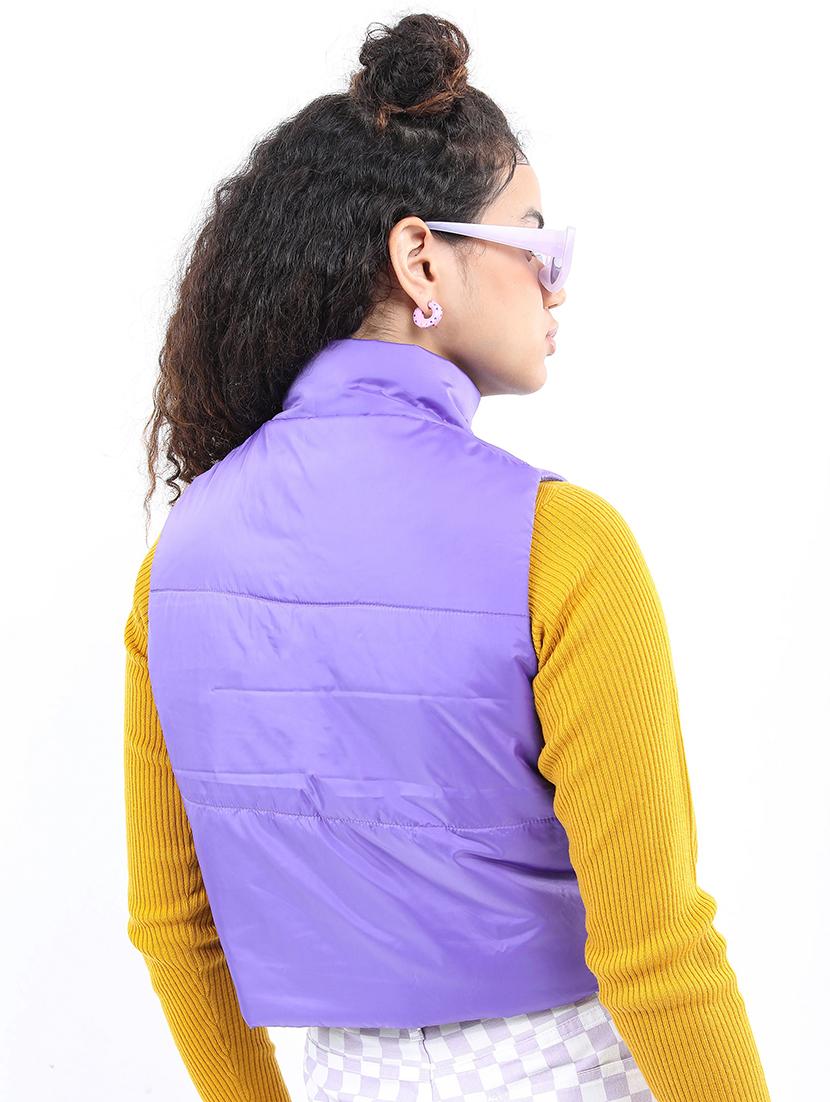 women solid sleeveless quilted jacket - 21650969 - Standard Image - 2