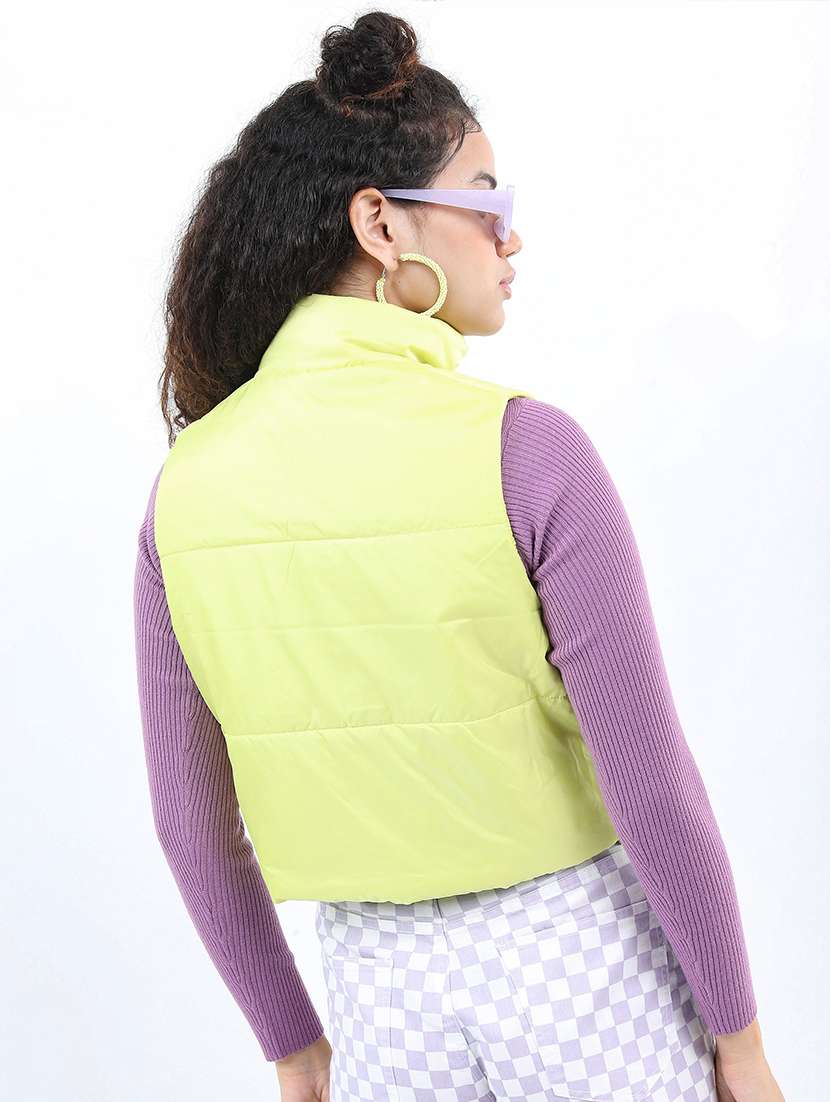 women solid sleeveless quilted jacket - 21650970 -  Standard Image - 2
