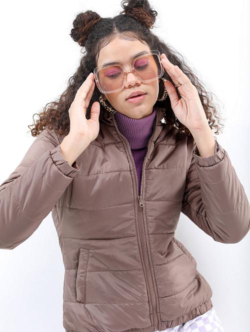 women solid long sleeves quilted jacket - 21650974 -  Standard Image - 0