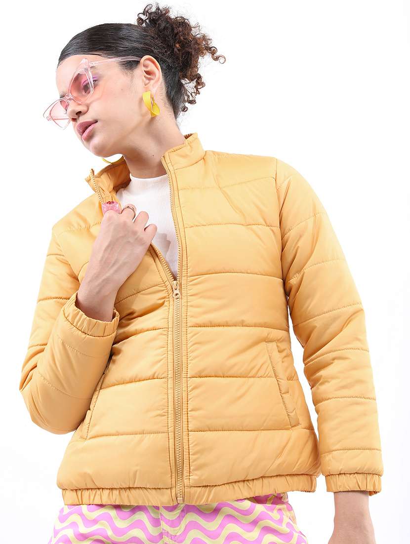 women solid long sleeves quilted jacket - 21650981 -  Zoom Image - 0